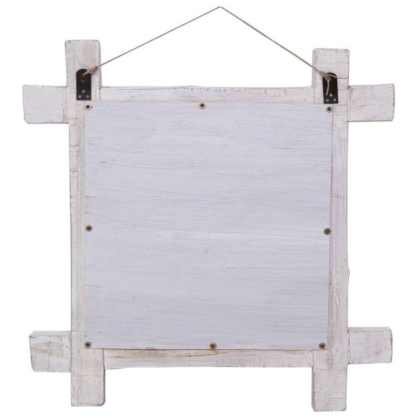 Espelho de troncos 70x70 cm madeira recuperada maciça branco - Image 4