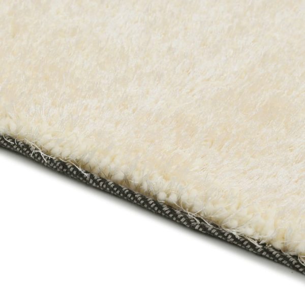 vidaXL Tapete de divisão shaggy 120x160 cm creme - Image 2