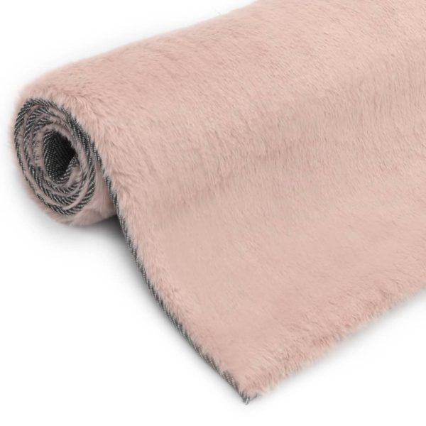 Tapete em pele de coelho artificial 160x230 cm rosa velho - Image 2