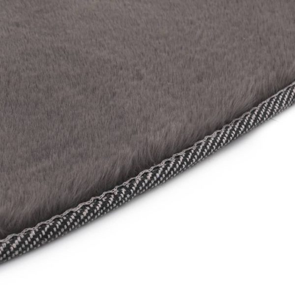 Tapete em pele de coelho artificial 160 cm cinzento-escuro - Image 2
