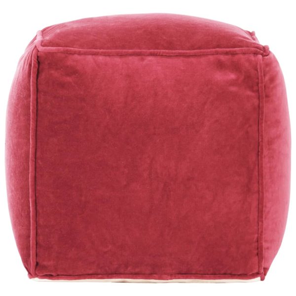 Pufe em veludo de algodão 40x40x40 cm vermelho - Image 2