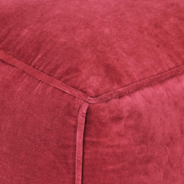 Pufe em veludo de algodão 40x40x40 cm vermelho - Image 3