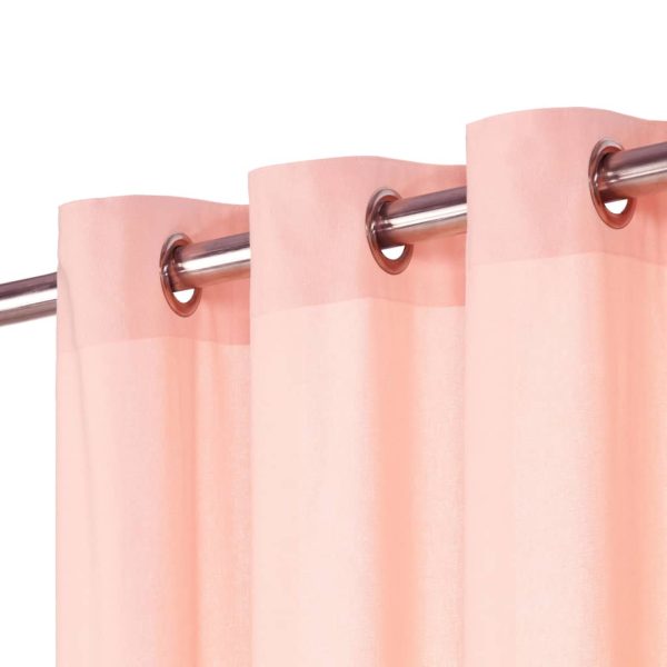 vidaXL Cortinas com argolas de metal 2 pcs algodão 140x175 cm rosa - Image 5
