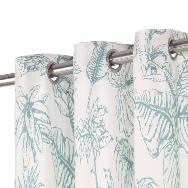 vidaXL Cortinas c/ argolas metal 2 pcs algodão 140x245cm verde floral - Image 5
