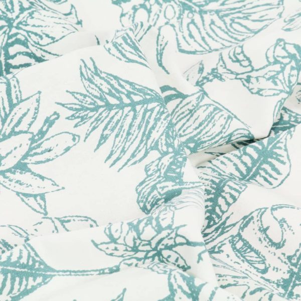 vidaXL Cortinas c/ argolas metal 2 pcs algodão 140x245cm verde floral - Image 2