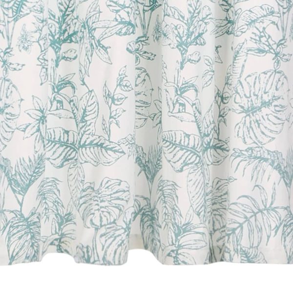 vidaXL Cortinas c/ argolas metal 2 pcs algodão 140x245cm verde floral - Image 6