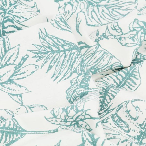 vidaXL Cortinas c/ argolas metal 2 pcs algodão 140x245cm verde floral - Image 7