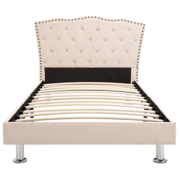 Cama c/ colchão espuma de memória 90x200cm tecido bege - Image 4