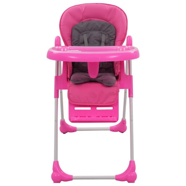 Cadeira de refeição para bebé rosa e cinzento - Image 2