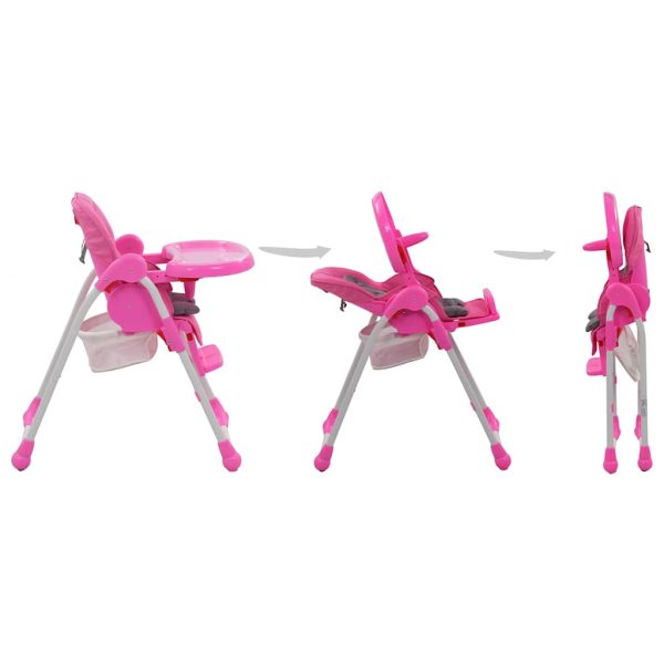 Cadeira de refeição para bebé rosa e cinzento - Image 3