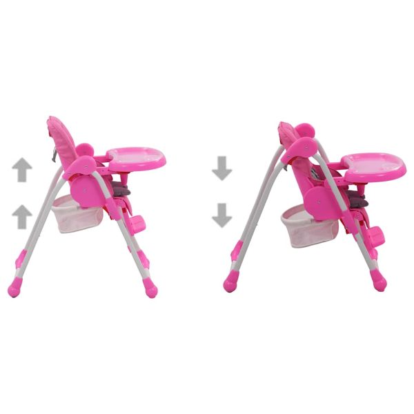 Cadeira de refeição para bebé rosa e cinzento - Image 4
