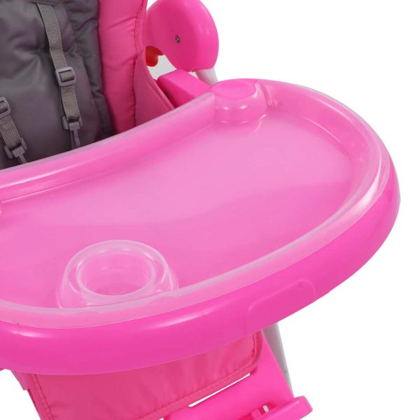 Cadeira de refeição para bebé rosa e cinzento - Image 8