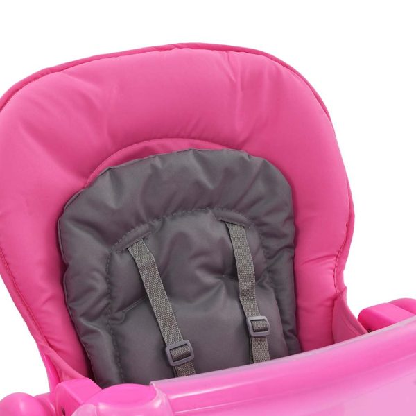Cadeira de refeição para bebé rosa e cinzento - Image 9