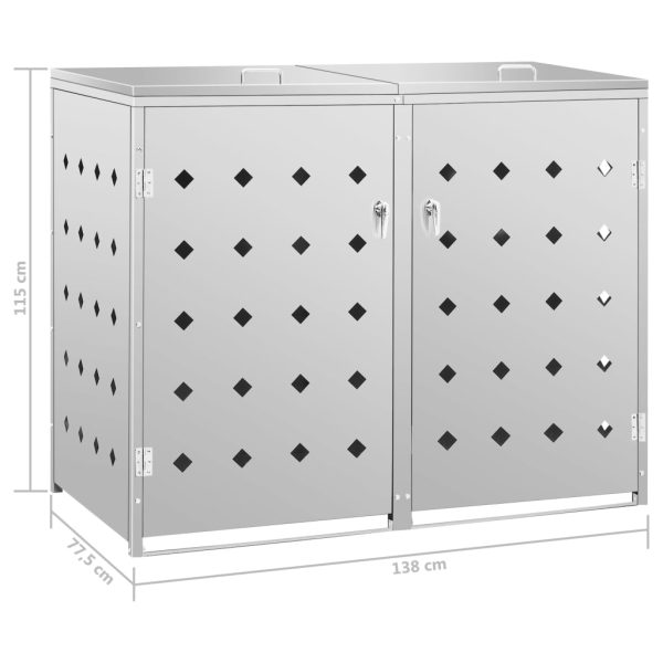 Abrigo duplo para caixotes do lixo 240 L aço inoxidável - Image 9