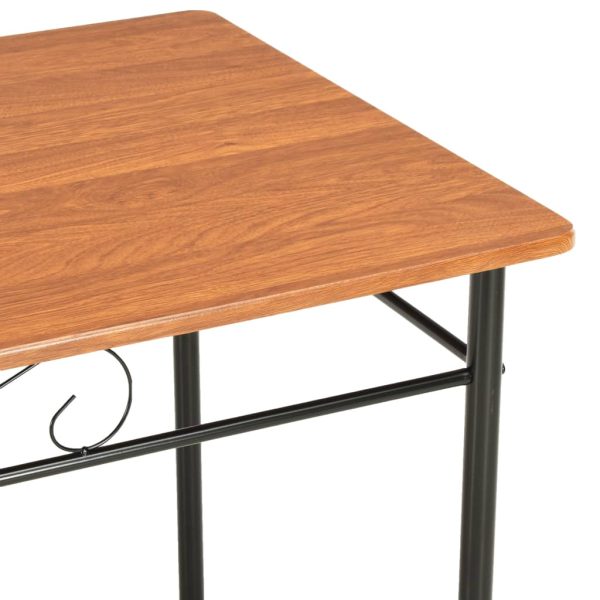 7 pcs conjunto de jantar em MDF e aço castanho - Image 5
