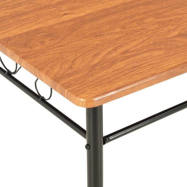 7 pcs conjunto de jantar em MDF e aço castanho - Image 6