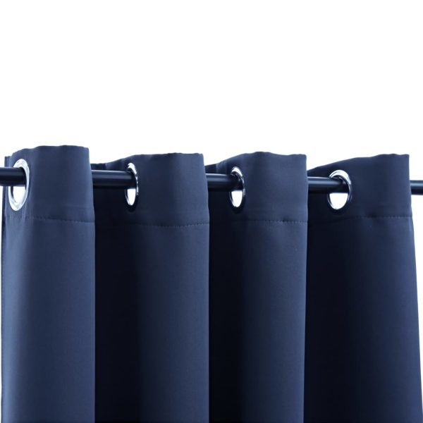 Cortinas blackout com argolas em metal 2 pcs 140x245 cm azul - Image 3