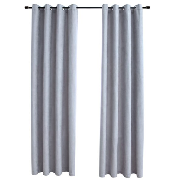 Cortinas blackout c/ argolas em metal 2 pcs 140x245 cm cinzento - Image 2