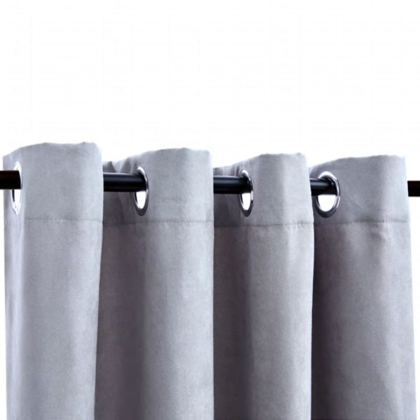 Cortinas blackout c/ argolas em metal 2 pcs 140x245 cm cinzento - Image 3