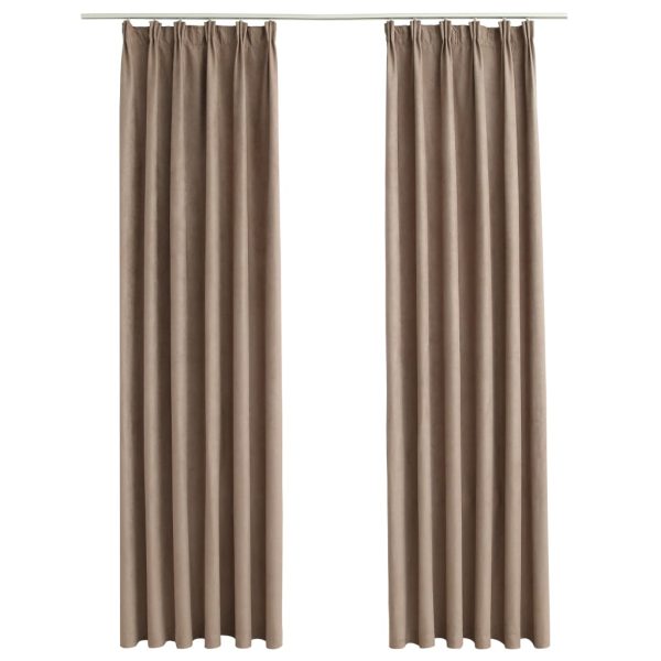 Cortinas blackout c/ganchos 2pcs 140x225cm cinzento-acastanhado - Image 2