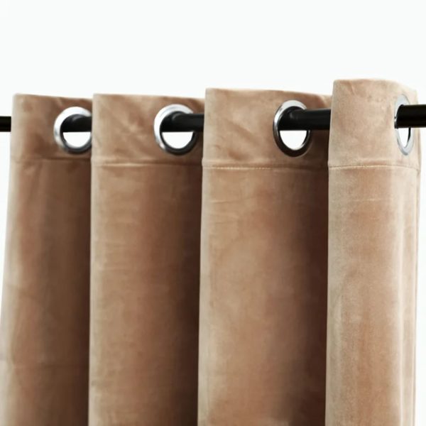 Cortina blackout com argolas em metal 290x245 cm veludo bege - Image 4