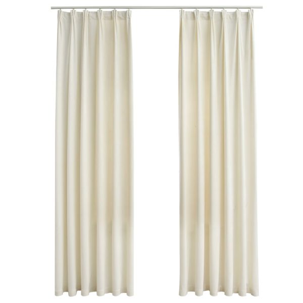 Cortinas blackout com ganchos 2 pcs 140x175 cm veludo cor creme - Image 2