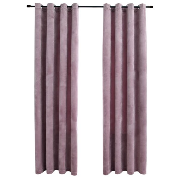 Cortinas blackout c/ argolas 2 pcs 140x245cm veludo rosa antigo - Image 2