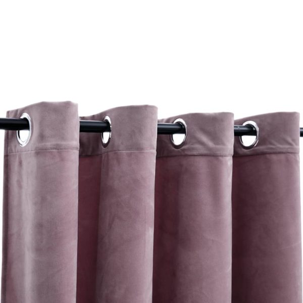Cortinas blackout c/ argolas 2 pcs 140x245cm veludo rosa antigo - Image 3