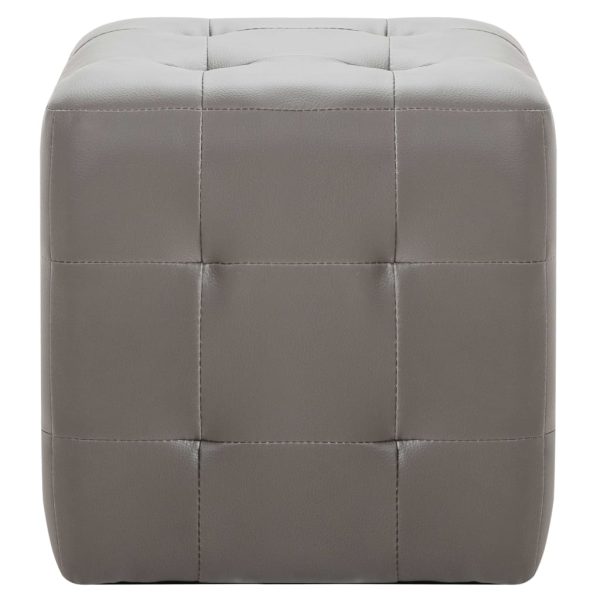Pufe 2 pcs 30x30x30 cm couro artificial cinzento - Image 3