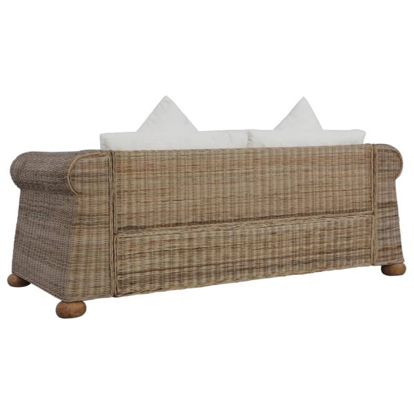 2 pcs conjunto de sofás com almofadões vime natural - Image 7