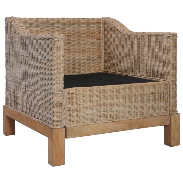 2 pcs conjunto de sofás com almofadões vime natural - Image 4