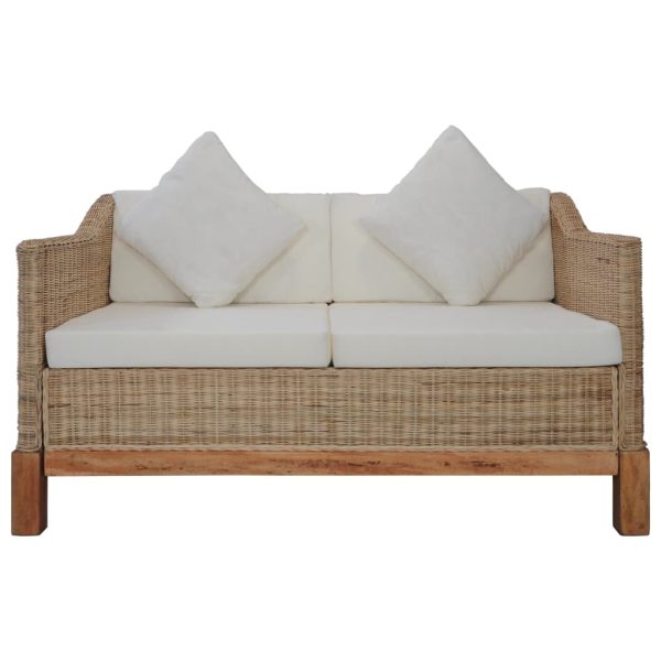 2 pcs conjunto de sofás com almofadões vime natural - Image 8