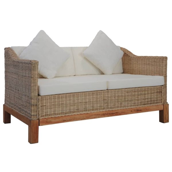 2 pcs conjunto de sofás com almofadões vime natural - Image 2