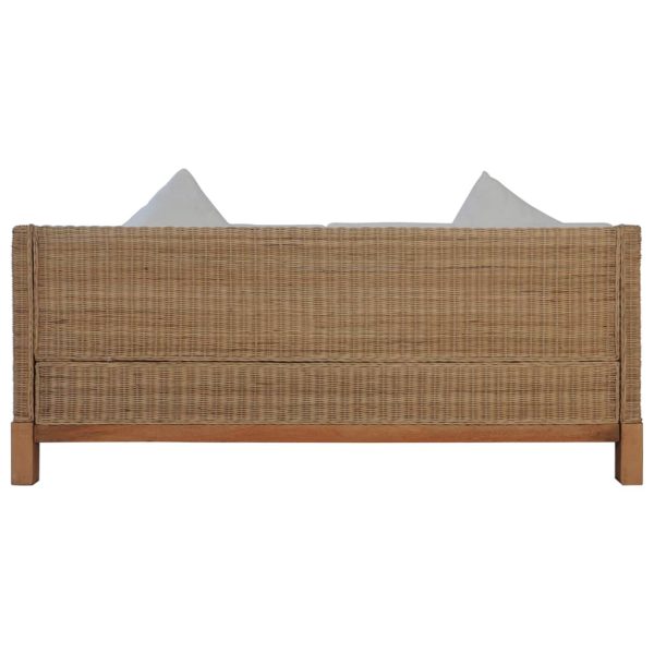 2 pcs conjunto de sofás com almofadões vime natural - Image 11