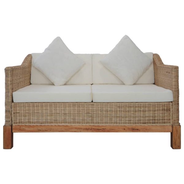 2 pcs conjunto de sofás com almofadões vime natural - Image 3