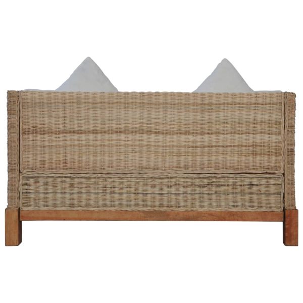 2 pcs conjunto de sofás com almofadões vime natural - Image 4
