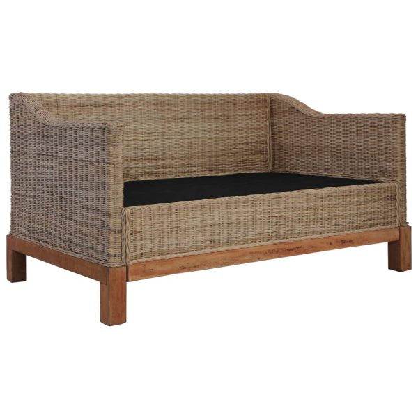 2 pcs conjunto de sofás com almofadões vime natural - Image 5
