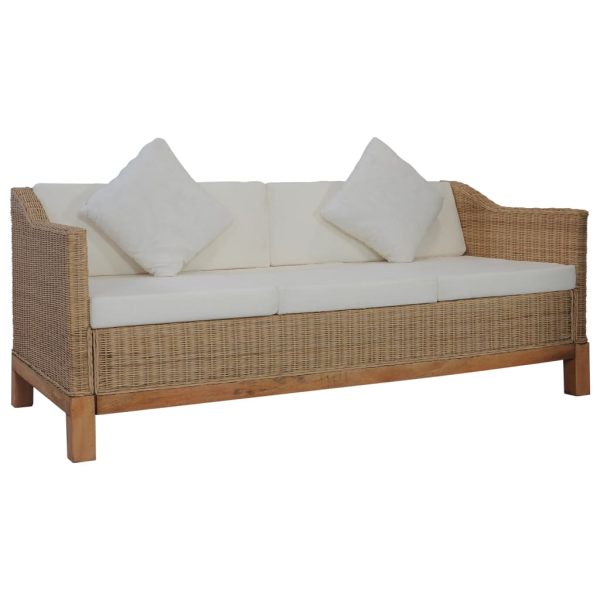 2 pcs conjunto de sofás com almofadões vime natural - Image 7