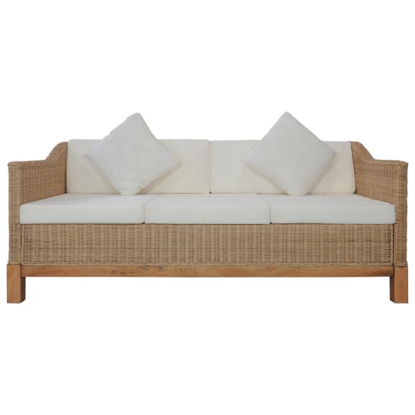 2 pcs conjunto de sofás com almofadões vime natural - Image 8