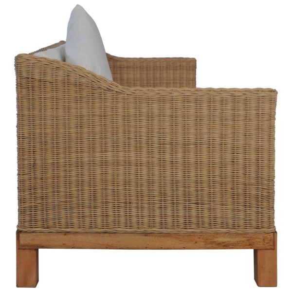 2 pcs conjunto de sofás com almofadões vime natural - Image 10