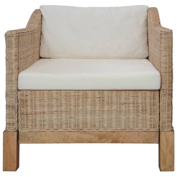 3 pcs conjunto de sofás com almofadões vime natural - Image 2