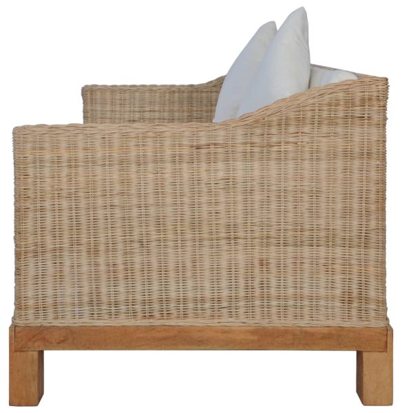 3 pcs conjunto de sofás com almofadões vime natural - Image 8