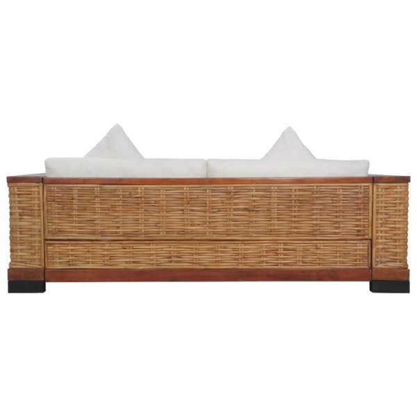 2 pcs conjunto de sofás com almofadões vime natural castanho - Image 11