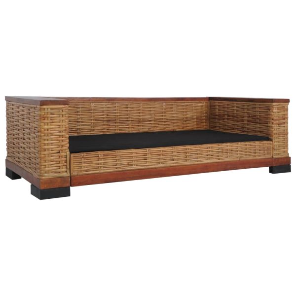 2 pcs conjunto de sofás com almofadões vime natural castanho - Image 8