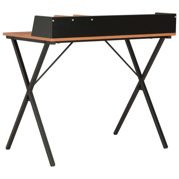 Secretária 80x50x84 cm preto e castanho - Image 4