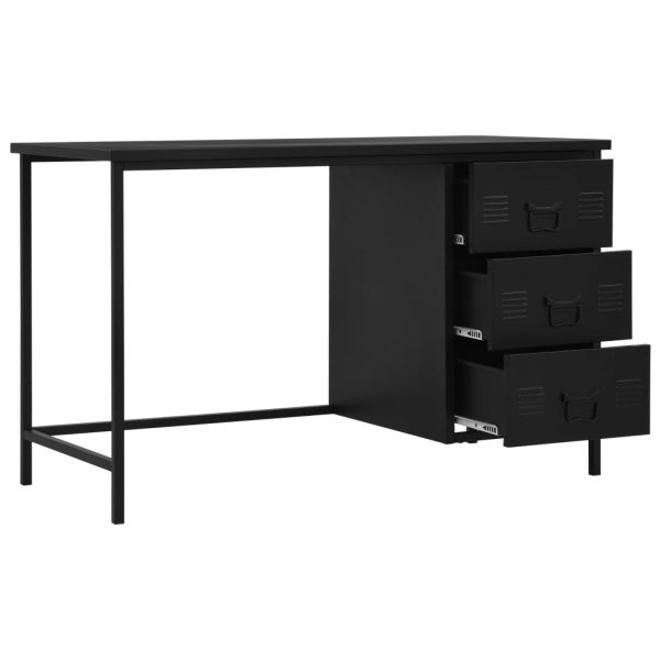 Secretária com gavetas industrial 120x55x75 cm aço preto - Image 2