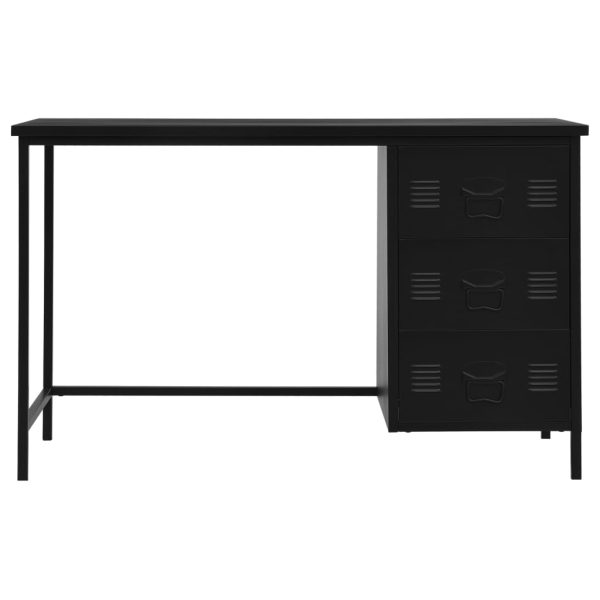 Secretária com gavetas industrial 120x55x75 cm aço preto - Image 3