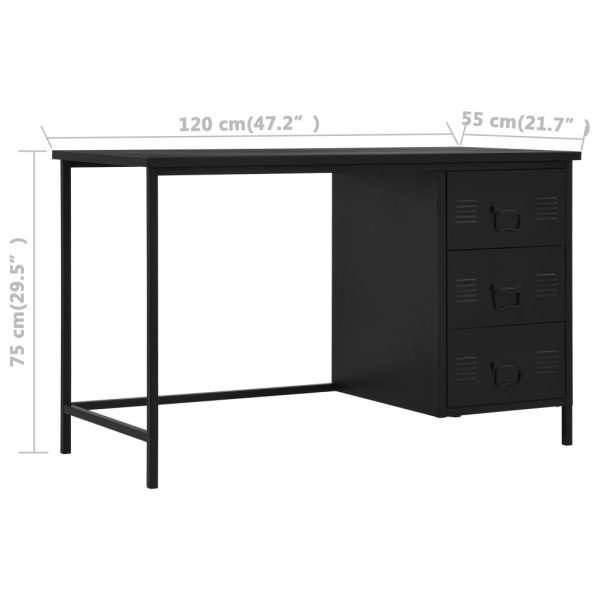Secretária com gavetas industrial 120x55x75 cm aço preto - Image 8
