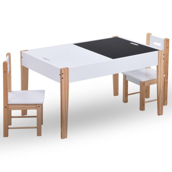 Mesa c/ quadro/arrumação desenho e cadeiras 3 pcs preto/branco - Image 2