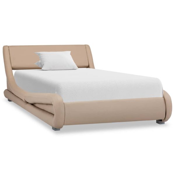 Estrutura de cama 100x200cm couro artificial cappuccino